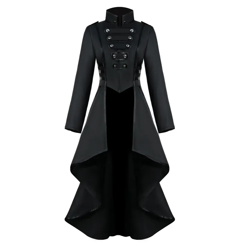 2019 kvinnor kvinnor oregelbundna överrock mode gotiska jackor retro jacka långa swallowtail coat steampunk jackor överrockar