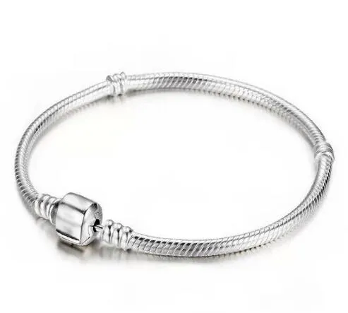 925 Sterling Silver Armband 3mm Snake Chain Fit Charm Bead Armband Armband Smycken Present För Män Kvinnor GB1671