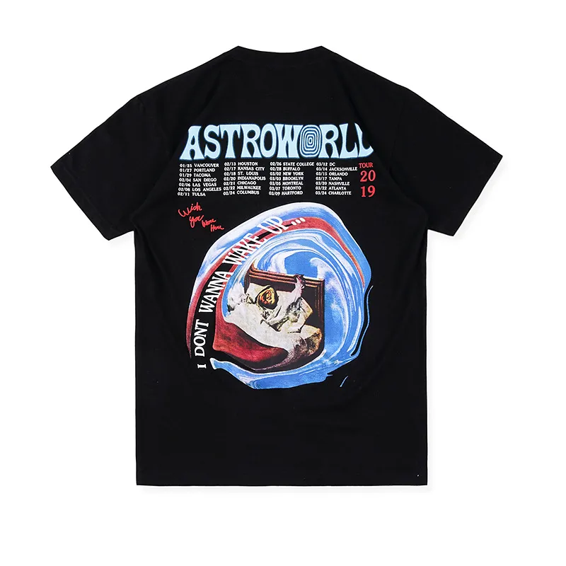 Mens Tshirt Erkekler Astroworld Tour Yaz O yaka Tshirts Kısa Kollu Beyaz Tişörtler Tasarımcı Tshirt