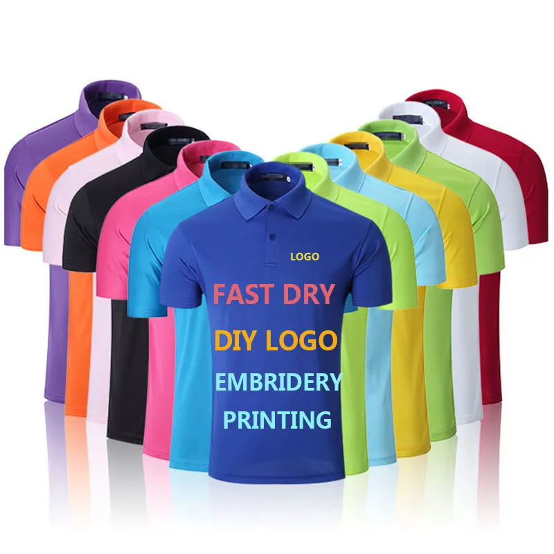 Anpassade broderier/tryck DIY Brand Basic Dry Fit-skjorta för män Personifierad din logotyp Herr Kortärmade pikétröjor SH190718
