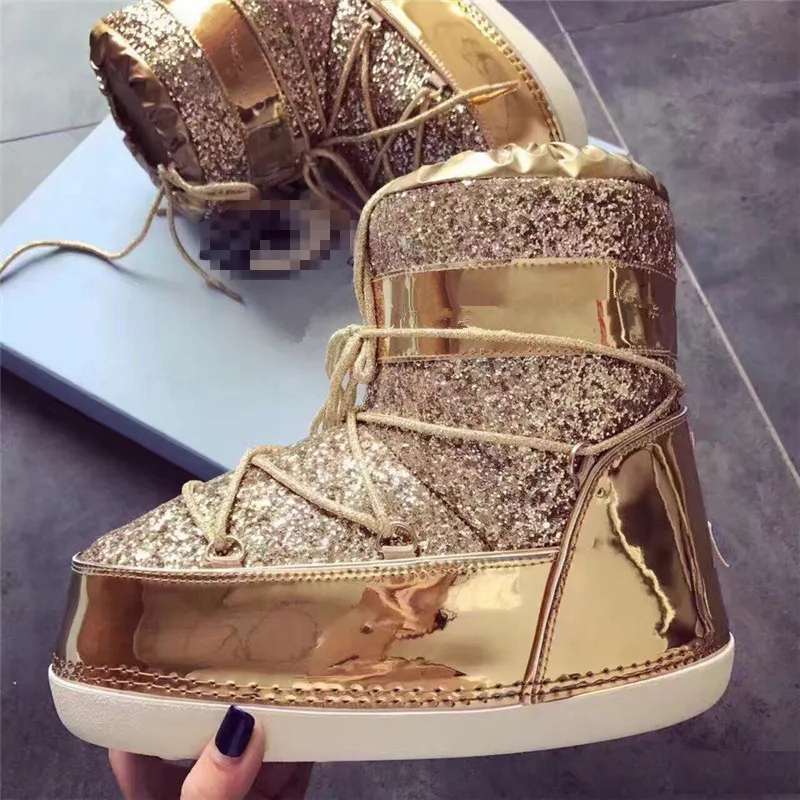 rose gold glitter boots
