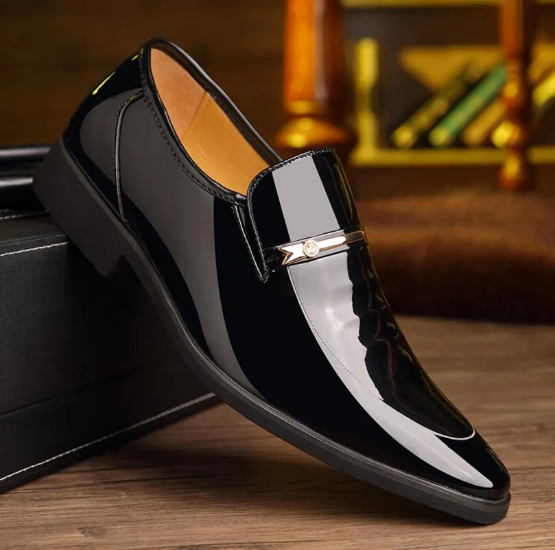 Hot Sale- Vintage Design Patent Leather Oxford Shoes For Men Dress Shoes Men Formal Pointed Toe Business Wedding