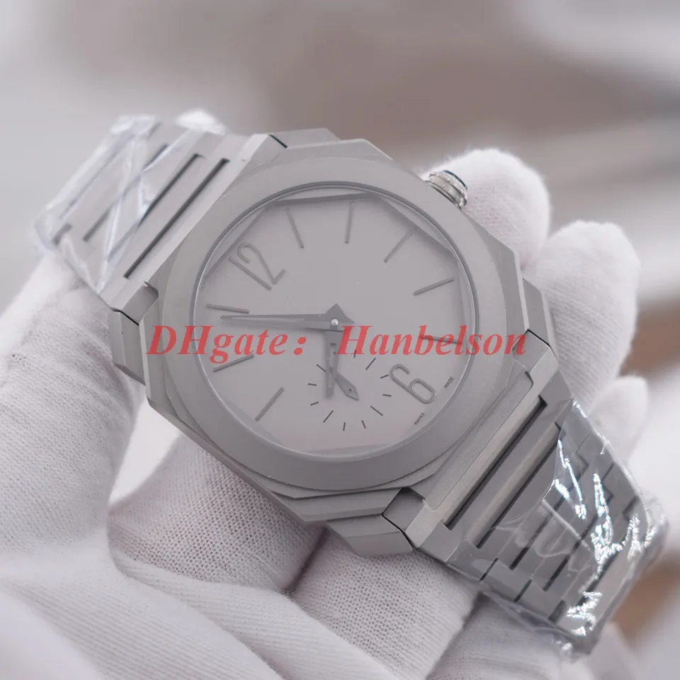 High Quality mens watches 102713 Titanium case Grey dial Sapphire surface Automatic movement Gents reloj de lujo Mechanical Wristwatches