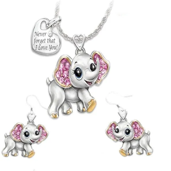 Animal serie combinatie sieraden pak mooie olifant bee lieveheersbeestje uil combinatie hanger ketting oorbel Ik hou van je ketting voor vrouwen ch