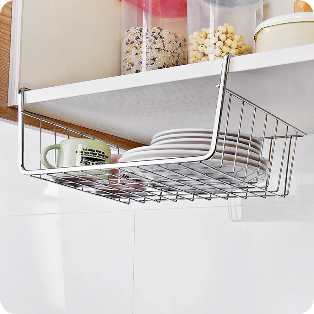 Under Shelf Hanging Wire Storage Basket Kitchen Bathroom Pantry Metal Cabinet  Organizer - China Metal Storage Basket and Iron Rack price