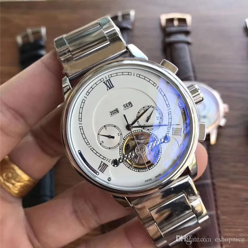 Relógios masculinos de luxo, marca de primeira linha, todos os submostradores, relógios masculinos de trabalho, volante mecânico, movimento automático, relógios de pulso masculinos, presente de dia dos pais, montre de luxe