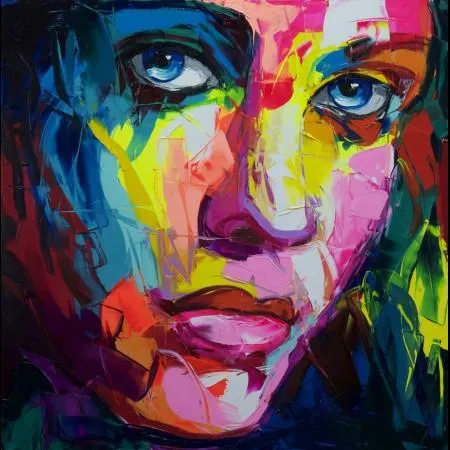 Francoise Nielly Palette Knife Impression Home Artwork Modernes Porträt, handgefertigtes Ölgemälde auf Leinwand, konkave und konvexe Textur, Gesicht158