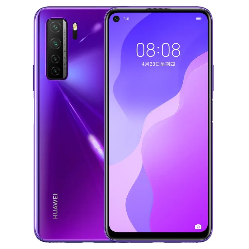 Téléphone portable d'origine Huawei Nova 7 SE 5G 8 Go de RAM 128 Go 256 Go ROM Kirin 820 Octa Core Android 6.5 "Plein écran 64MP AI AR HDR OTG 4000mAh ID d'empreinte digitale visage téléphone portable intelligent