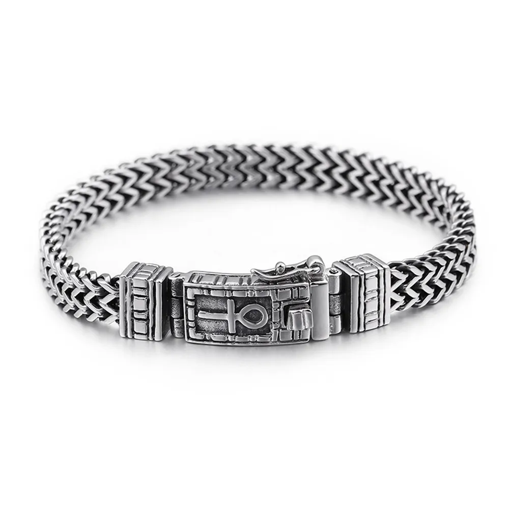 Punkowe męskie motocyklowe łańcuch Bracelet Brzesko Banles ciężkie vintage Hiphop ze stali nierdzewnej urok Mesh Bransoleta Bransoletka Męska biżuteria męska biżuteria