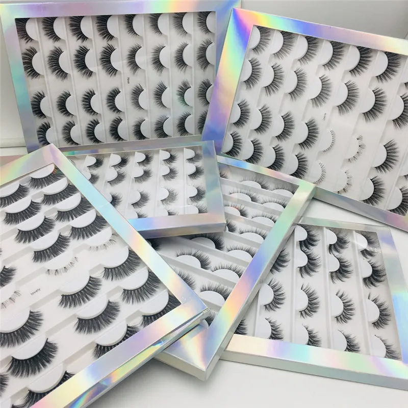 2020 New 3D Faux Mink Natural False Eyelashes 16Pairs Long Mink Eyelashes Volume Thick EyeLashes Fluffy Magic Fake Lashes for Women Beauty