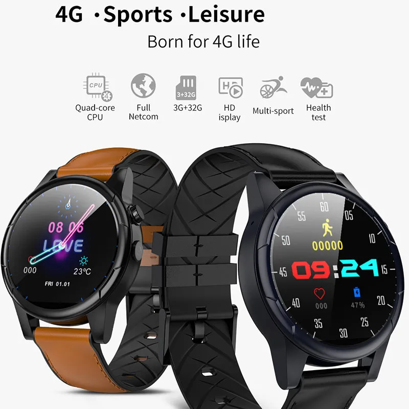 Luxe 4g hommes android 7.1 montre de téléphone intelligent 3GB 32GB ROM IP67 étanche grand écran montre-bracelet intelligente pk ticwatch 2 KW88 i8