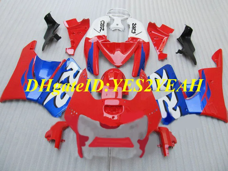 Topprankade Motorcykel Fairing Kit för Honda CBR900RR 919 98 99 CBR 900RR CBR900 1998 1999 ABS Röda Blå Fairings Set + Gifts HS18