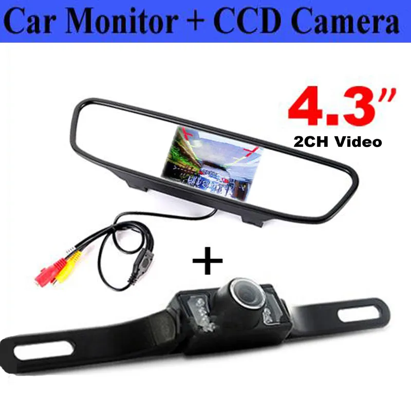 Monitor per specchietto retrovisore automatico per auto LCD da 4,3 pollici con telecamera di retromarcia per visione notturna IR impermeabile