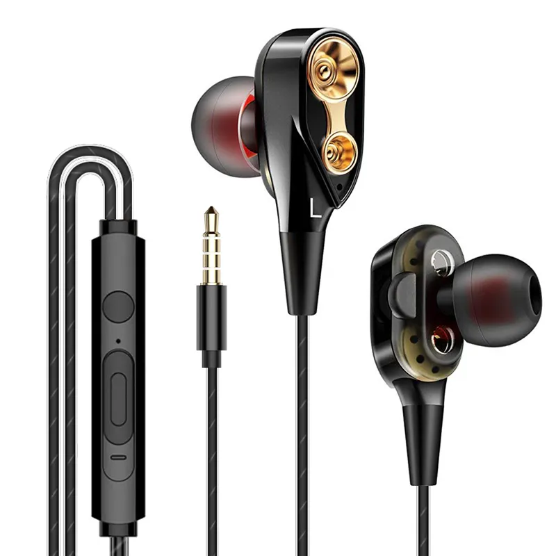 S100 High BASS Dual Drive Auriculares intrauditivos estéreo con micrófono Auriculares con cable baratos de 3,5 mm para Sumsung