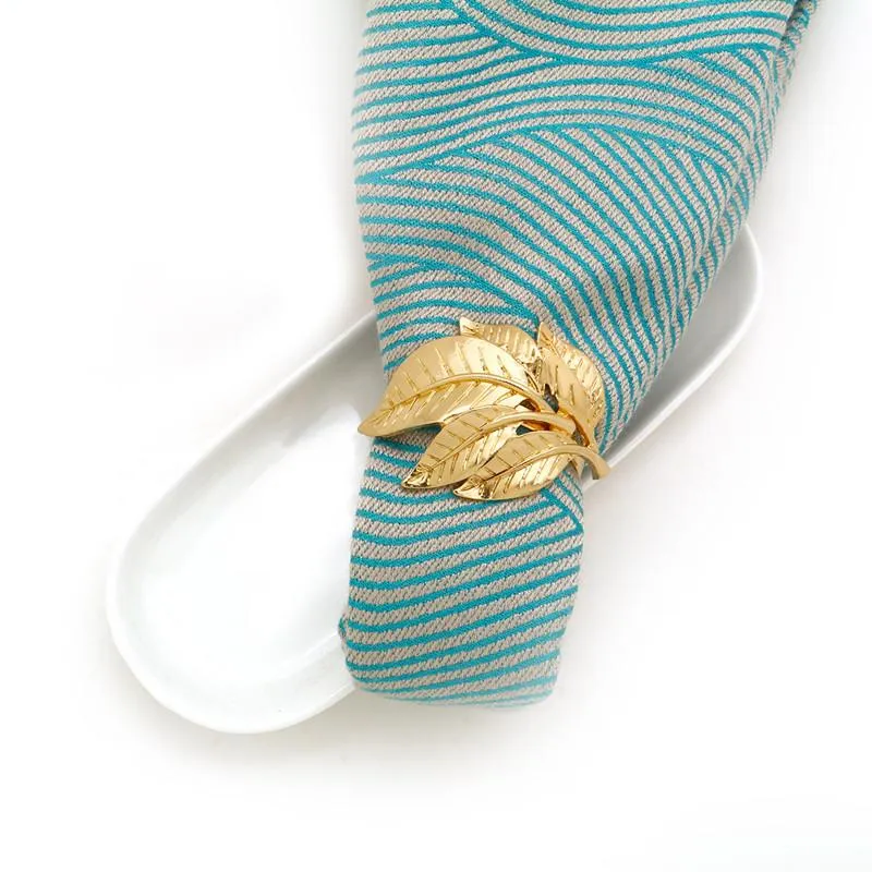 Feuilles d'or anneau de serviette boucle de serviette de haute qualité pour la décoration de table de mariage accessoires de table d'hôtel anneaux de serviette fournitures de fête