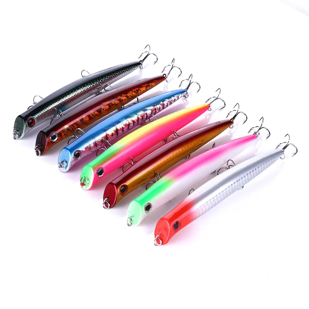 HENGJIA 20pcs Popper Minnow lures Sea Fairy Fishing lure 12.6CM 16.3G top water bait HOOKS 4 colors pesca pike fishing tackles