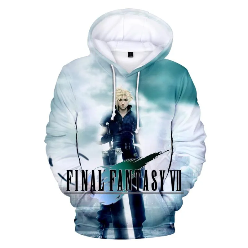 Final Fantasy VII 3D-gedrucktes Kapuzenpullover-Sweatshirt, Winter, männlich/weiblich, Freizeit-Kapuzenpullover, Harajuku, heißes Spiel, Final Fantasy VII-Mantel