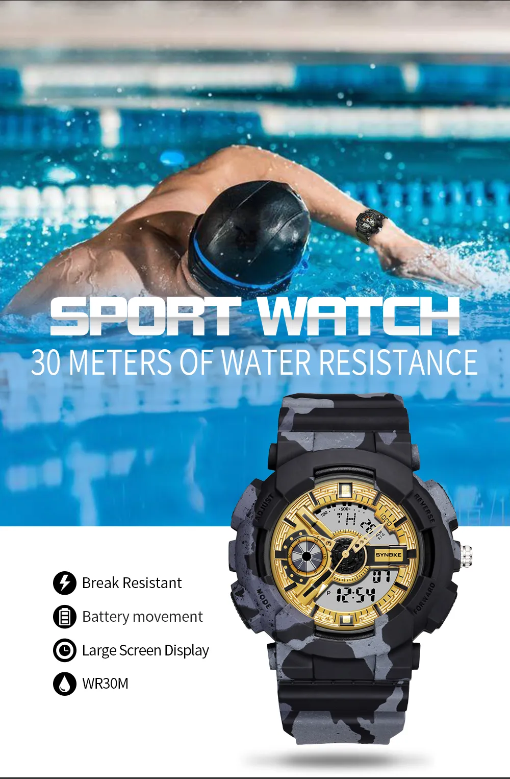 Reloj Digital Para Hombre Pulsera Militar Camuflaje Resistente Al Agua  Deportes