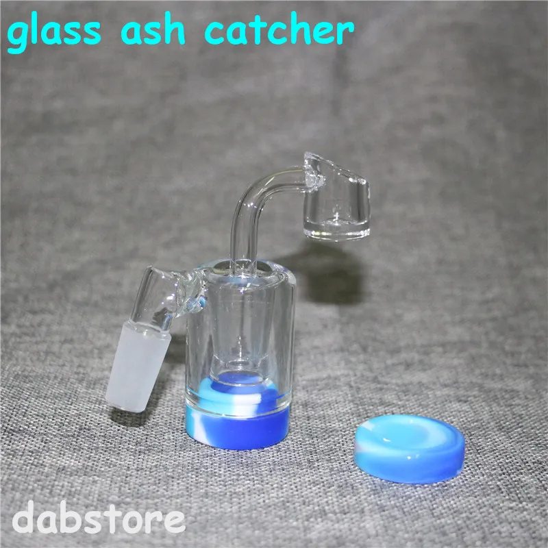 Neuer 2-Zoll-Aschefänger aus Glas mit 14 mm 5-ml-Silikonbehälter, Reclaimer, dicker Pyrex-Aschefänger für Glas-Wasserbongs