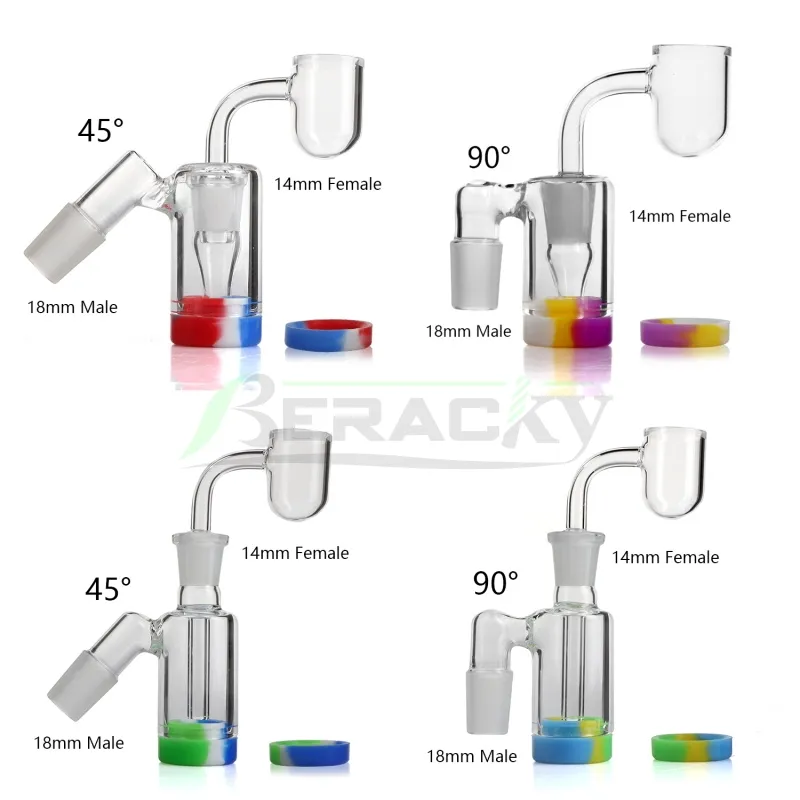 Beracky 14mm 18mm Glas Ash Catcher Siliconen Container Reclaimer met afgeschuinde rand Ronde bodem Quartz Banger Glas Ashcatchers voor DAB RIGS