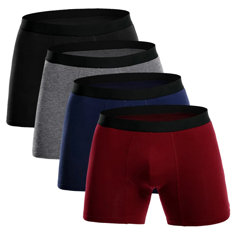 4pcs/lot Long Boxer Men Underwear Homme Under wear Brand Boxershorts Cotton Colorful Breathable U864