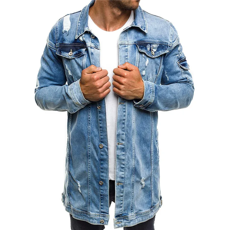 Mens long denim clearance jacket