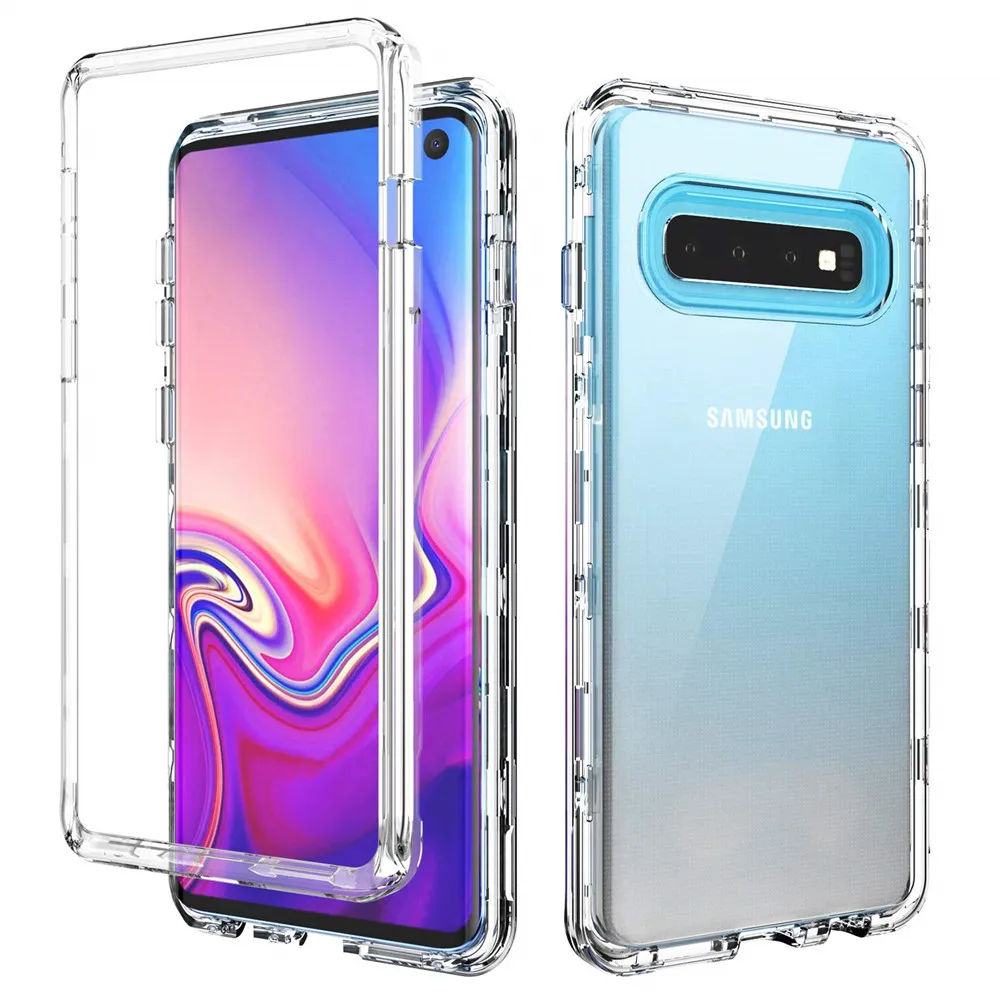 För Samsung S10 Plus Case Clear 3in1 Heavy Duty Full-Body Protection Cover Telefon Väska till Samsung Galaxy S10