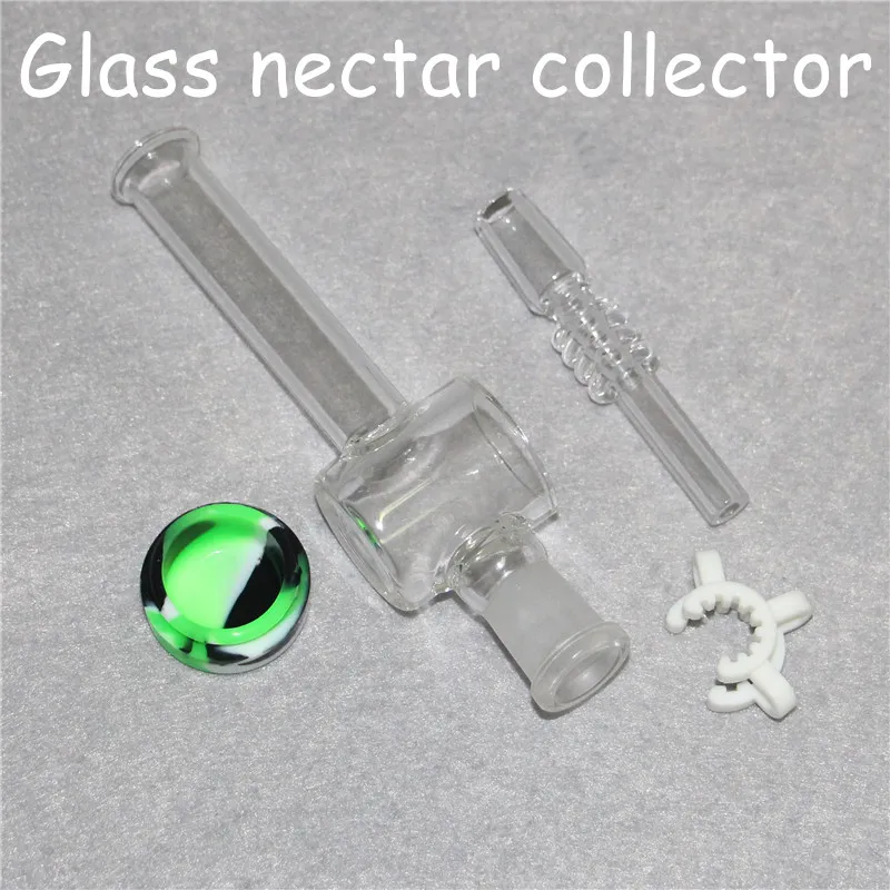 7,5-Zoll-Glas-Nektar-Wasserpfeifen mit 10 mm 14 mm Quarzspitzen, Keck-Clip, 5 ml Silikonbehälter, Reclaimer-Nektar-Dab-Strohhalm-Set zum Rauchen