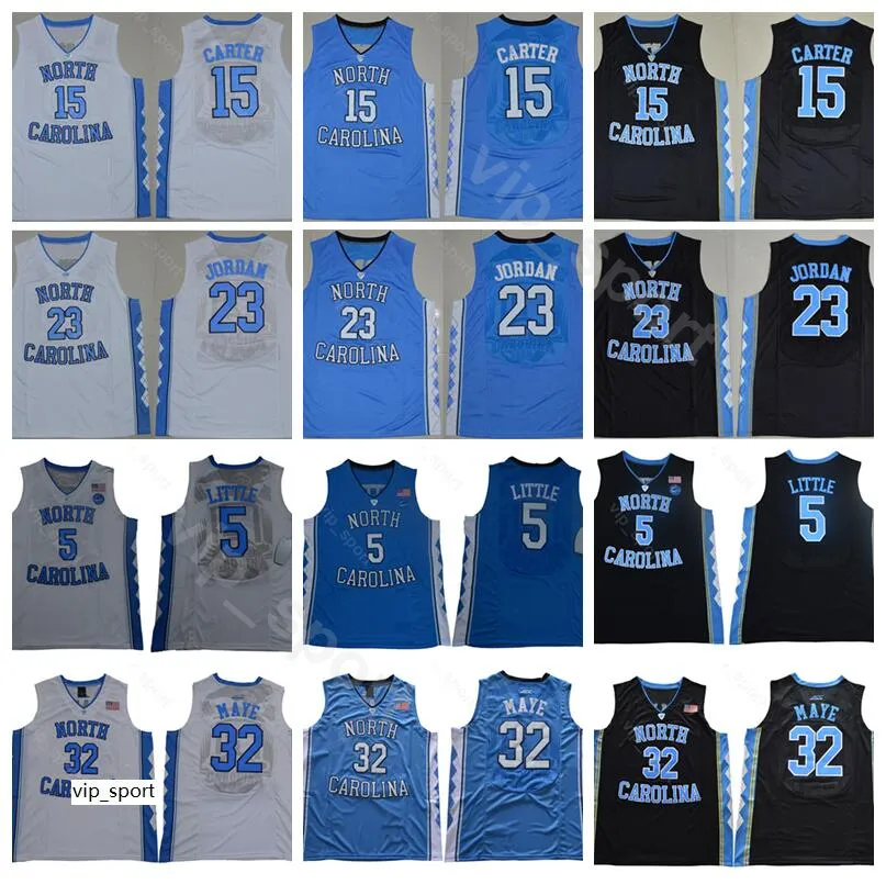 노스 캐롤라이나 타르 힐 대학 빈스 카터 저지 15 마이클 23 Luke Maye 32 Nassir Little Basketball Jersey 5 블랙 블루 화이트