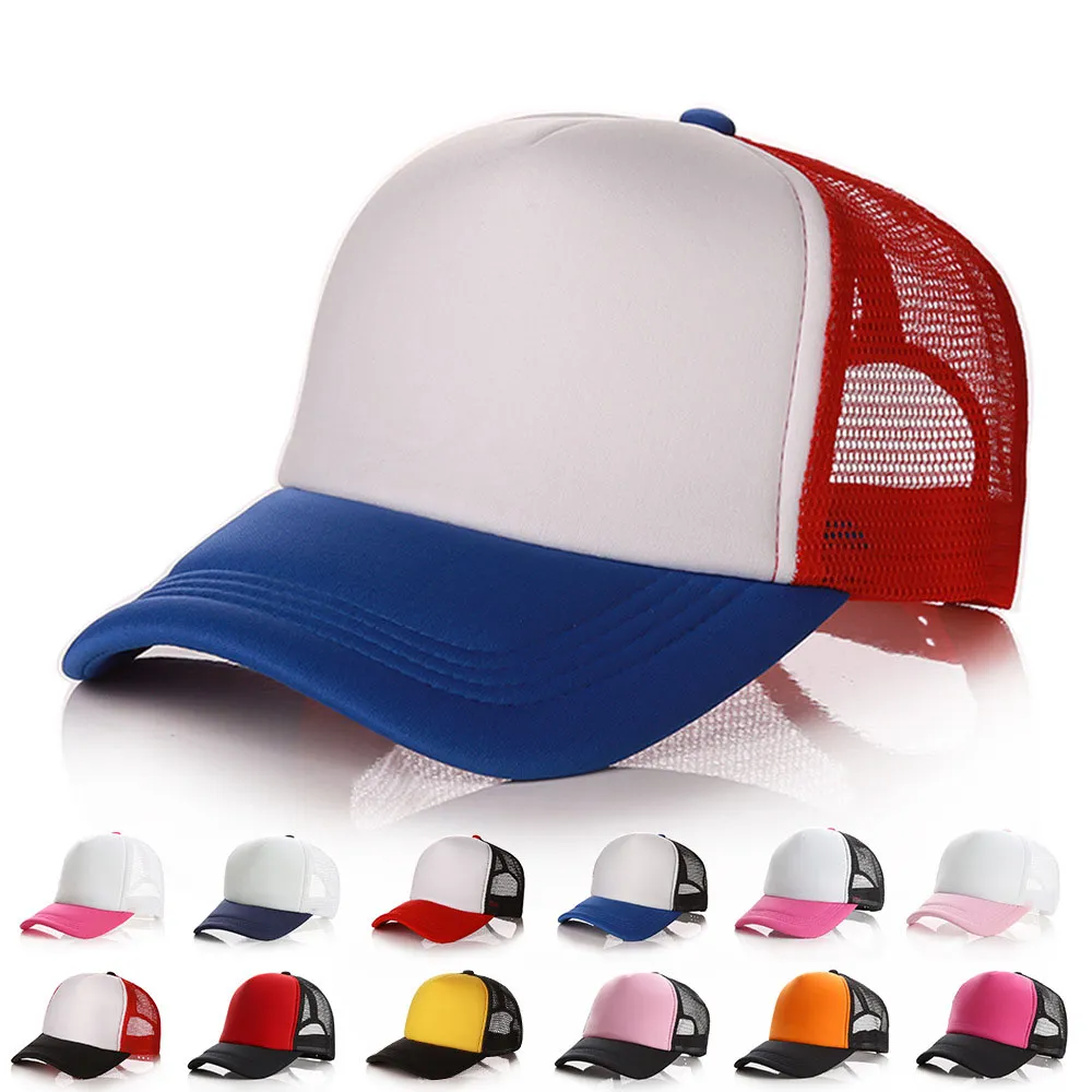 Adjustable Baseball Cap Mesh Plain Color Cap Trucker Men Women Summer Mesh Breathable Snapback Caps Unisex Hip Hop Hat Bone
