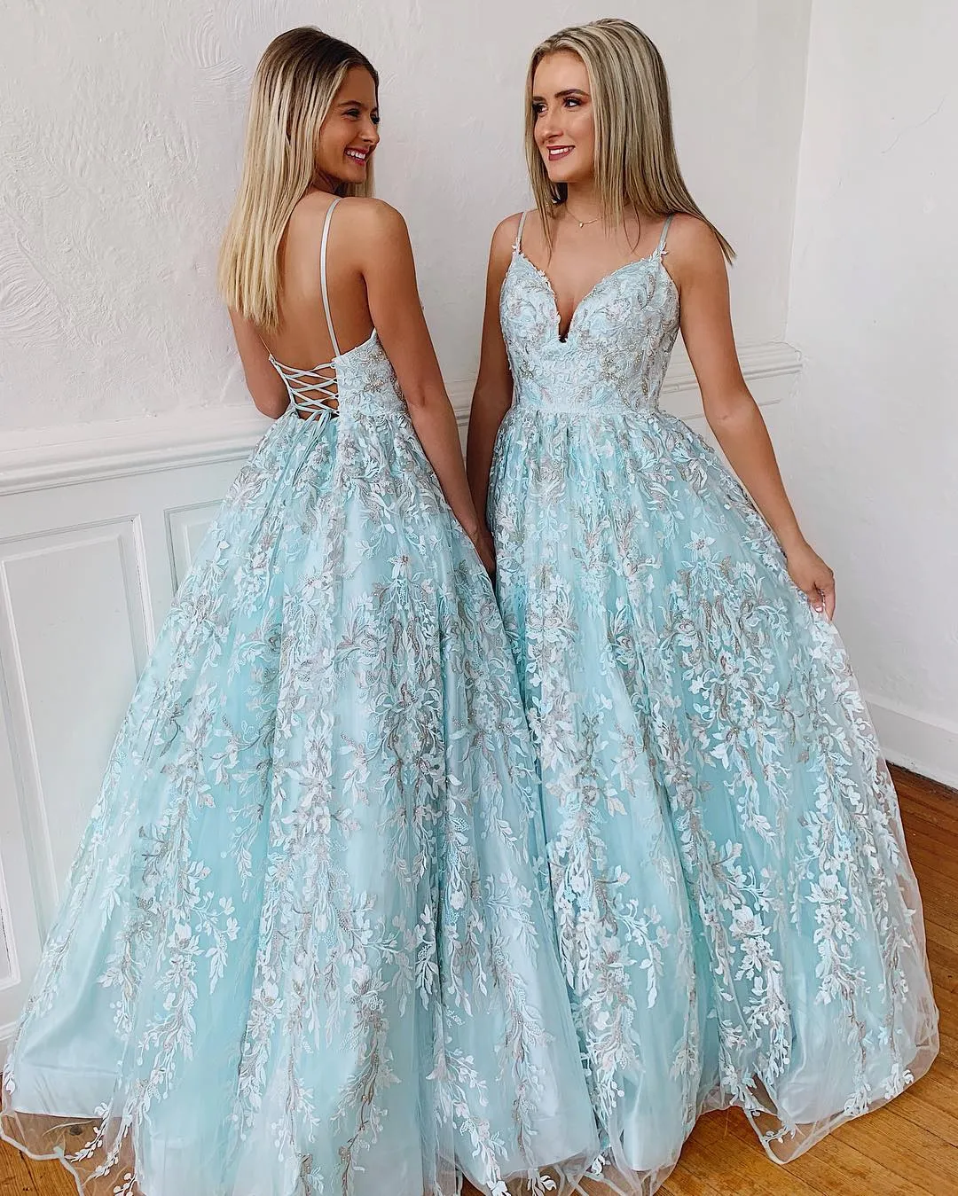 Light blue lace formal dress sales