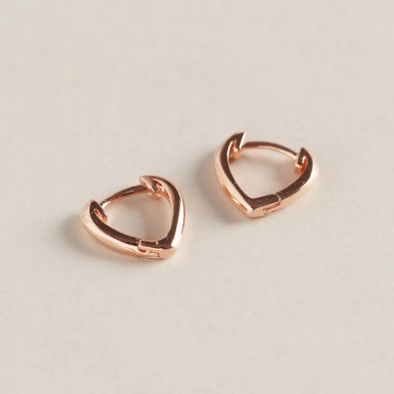 100% Solid 925 Sterling Silver Heart Shape Hoop Earrings Women Rose Gold Plated Small Earring Brinco Fine Jewelry YME461
