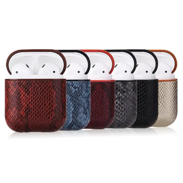 Bolsa em couro de crocodilo para a Apple Airpods 1 2 fones de ouvido Protector PU Tampa Anti Perdido gancho fecho à prova de choque AIRPod Pouch