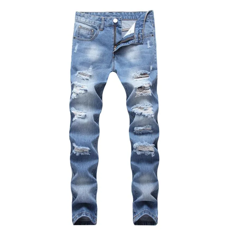 Light blue ripped biker jeans hotsell