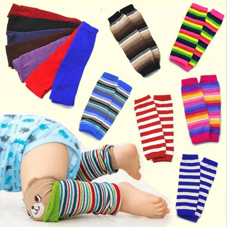 Baby Leg Warmers Socks Rainbow Striped Knee High Socks Kids Knit Foot Warmer Girl Winter Leg Warmer Socks Knee Protector Stockings D6895