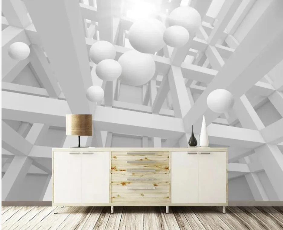 Carta da parati moderna per soggiorno moderno minimalista tridimensionale cerchio architettonico muro decorativo geometrico