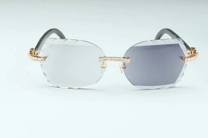 2020 Nuova lente cambia colore intagliata di alta qualità 8300817-C2 montatura per occhiali con diamanti in corno misto naturale di lusso 58-18-140mm uno specchio d238U