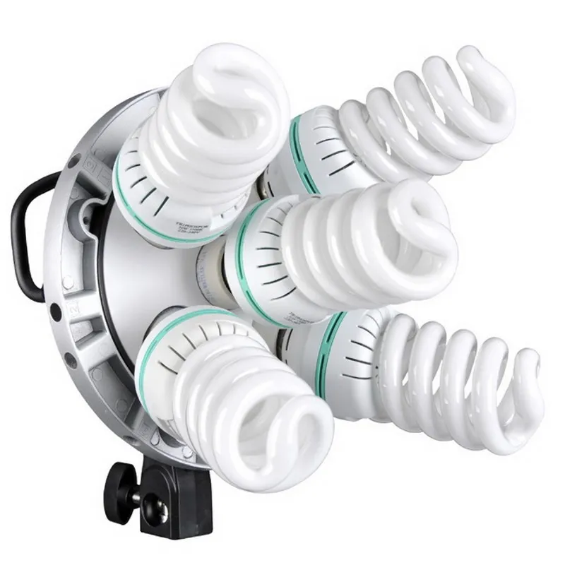 Freeshipping TL-5 5 IN1 Bulb Head Multi-Holder Tricolor Kontinuerlig Ljus Kamera Fotografi Belysning