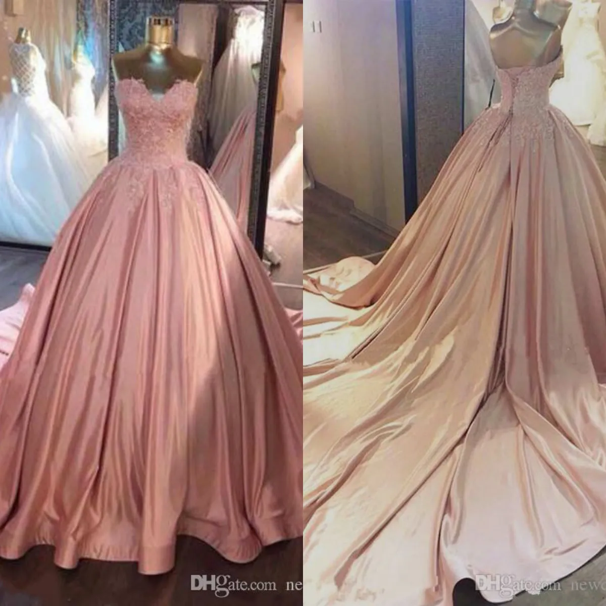 استحى الوردي فساتين quinceanera الكرة ثوب 2019 حبيبته العنق الحلو 16 فساتين زائد حجم العباءات المناسبة الخاصة