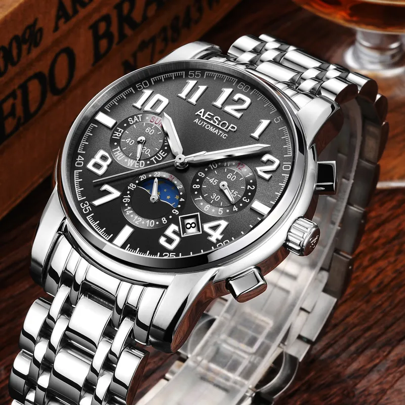 Orologio automatico da uomo AESOP Orologi da uomo di lusso delle migliori marche Orologio da uomo in acciaio pieno Orologi meccanici automatici