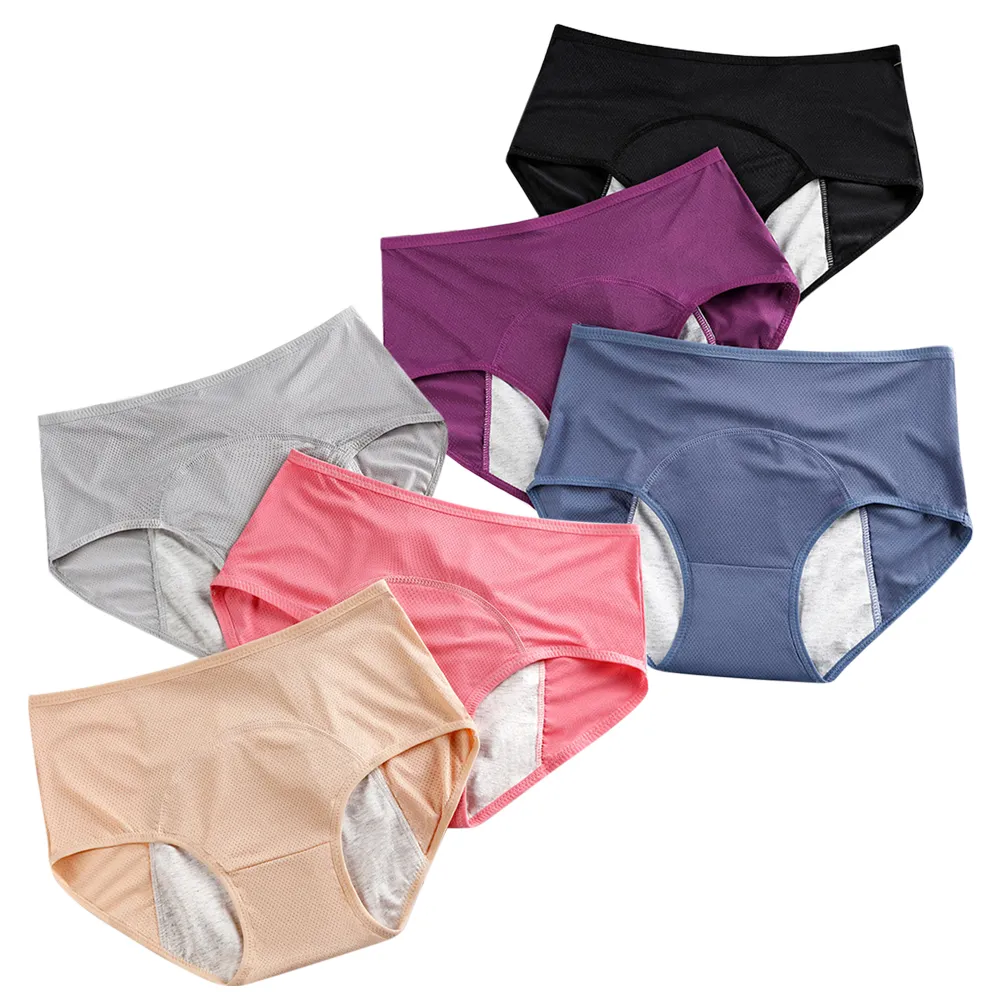 Lot de 3 Sous-Vêtements Physiologiques Antibactériens Période Menstruelle Slip d'Hygiène Anti-Fuite Culotte de Protection Sans Couture pour Femme Fille