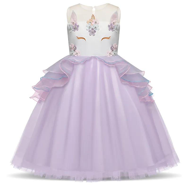 Vestido unicornio para niñas bordado 5 6 7 años de adolescencia del niño  princesa del traje