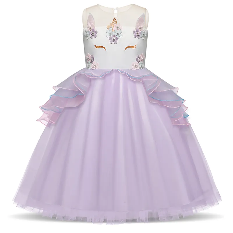 Vestido unicornio para niñas bordado 5 6 7 años de adolescencia del niño princesa del traje Vestido unicornio para niñas bordado 5 6 7 años de adolescencia del niño princesa del traje