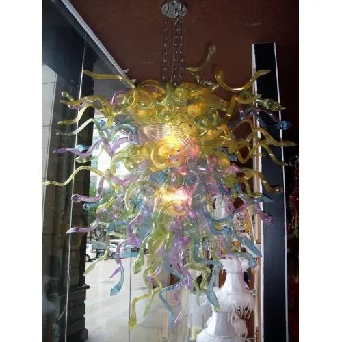 100% munblåsa CE UL Borosilikat Murano glasdale Chihuly Art Hallway Stair Light Multi Color Crystal Crystal Landelier