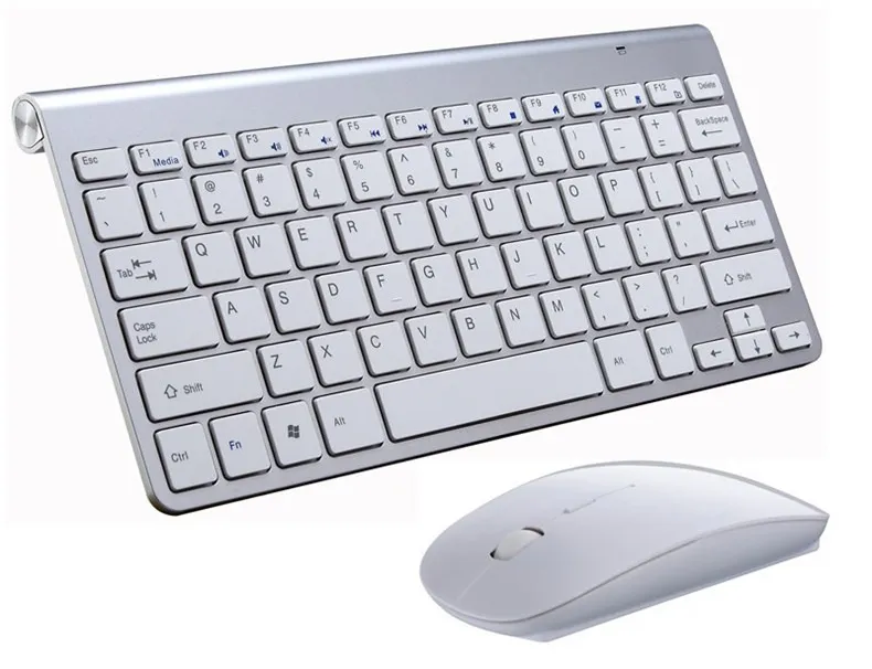2.4G Kablosuz Klavye ve Fare Combos Mini Multimedya Combo Set Dizüstü Dizüstü Mac Masaüstü PC TV Ofis Malzemeleri Için