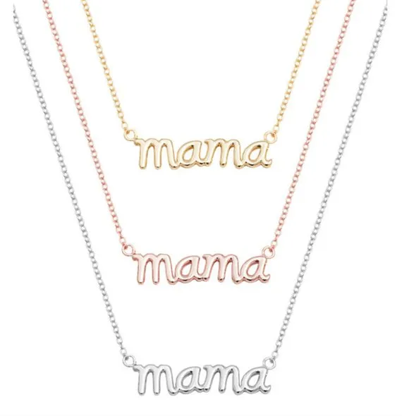 Small Mama Mom Mommy Letters Necklace Stamped Word Initial Love Alphabet Mother Necklaces for Thanksgiving Mother's Gifts
