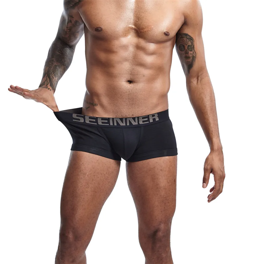 2019 nova roupa interior dos homens sólido clássico cuecas de algodão elastano homem calças conforto elástico homem boxers quente