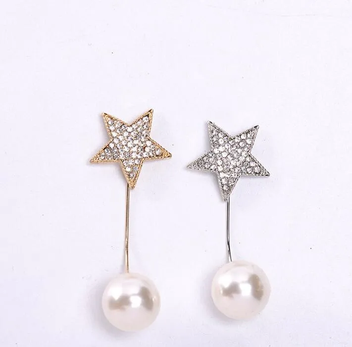 Moda: versión coreana de la personalidad de la nueva moda broche de diamantes de estrella de cinco puntas temperamento de otoño e invierno salvaje simple