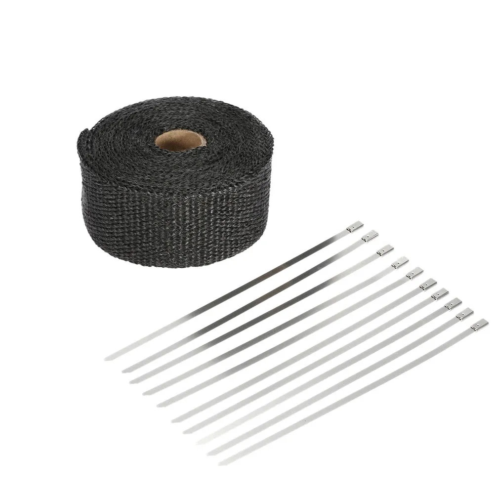 5m Fiberglass Heat Exhaust Wrap Roll Motorcycle Car Heat Insulated Turbo Intake Manifold Durable Heat Shield Tape with 10 Ties