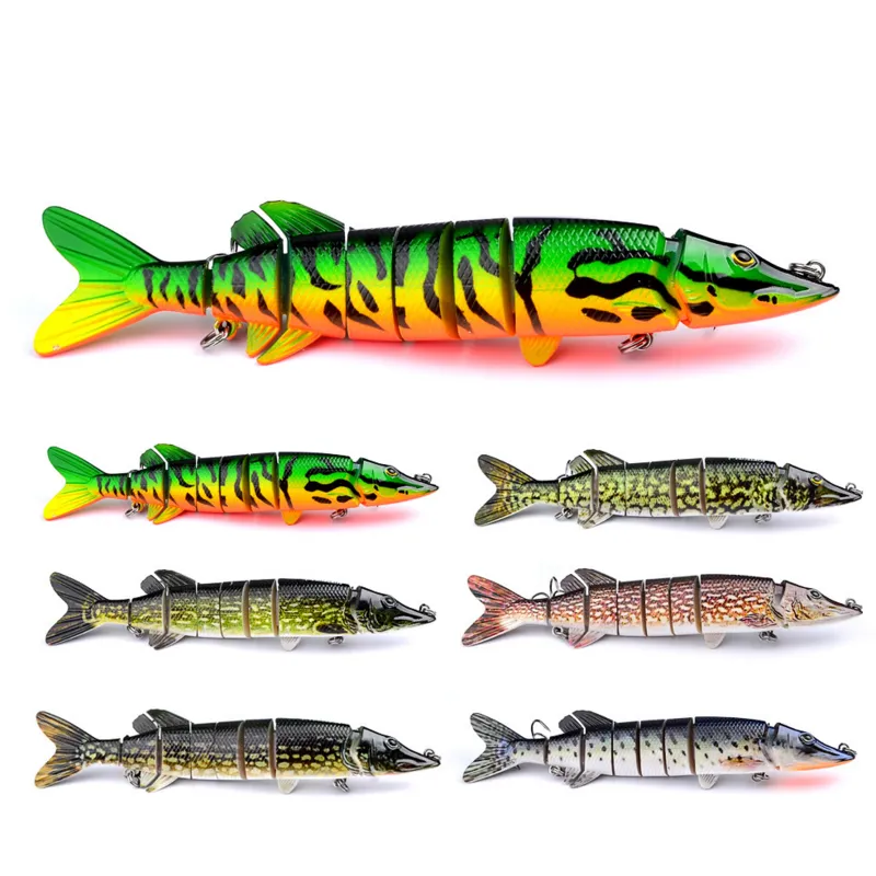 hot large size 6 color newest multi jointed bass plastic fishing lures swimbait sink hooks tackle 20 7cm 66g